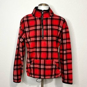 Ladies Plaid Fleece Half Zip Fleece